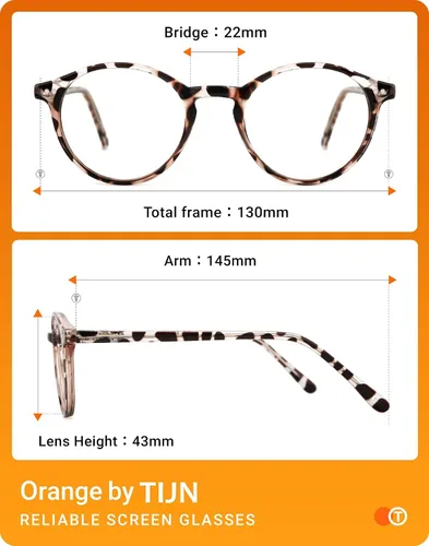 Vista 7 de TIJN Gafas de bloqueo de luz azul para hombres y mujeres, gafas de montura redonda gruesa vintage