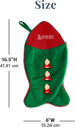 Vista 5 de Let's Make Memories Calcetín navideño de peluche 3D personalizado para mascotas - Bordado - para gatos - Peces