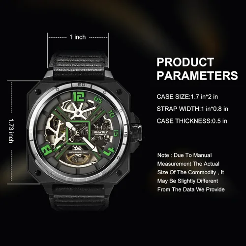 Vista 4 de Automatic Watches for Men,Stainless Steel Case with Leather Band,50M Waterproof Men Mechanical Wrist Watches