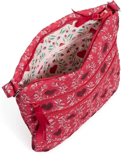 Vista 3 de Bolso cruzado hipster de algodón con triple cremallera para mujer