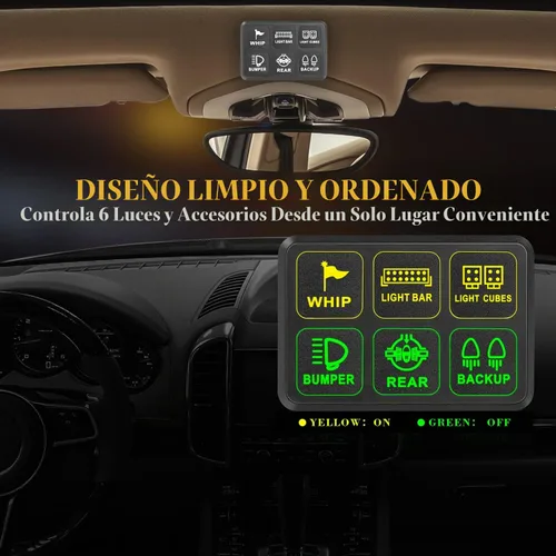 Vista 6 de Panel de interruptor de 6 bandas, Niking Auto Caja universal de control de circuito sistema de relé de interruptor de botón de encendido y apagado