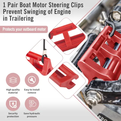 Vista 3 de Bloqueo de Dirección Hidráulica Fuera de Borda de 4" Steer Stop para Remolque/Transporte de Motor Fuera de Borda 1 Par Rojo