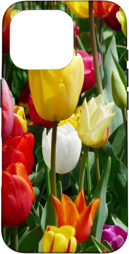 Vista 20 de Funda botánica para iPhone 17 con flores coloridas y tulipanes para amantes de las plantas