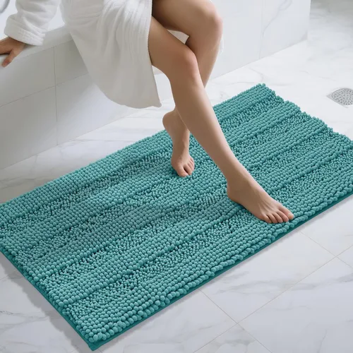 Vista 96 de Yimobra Tapetes de baño lavables, de chenilla súper suave y absorbente, para suelo y alfombra, de secado rápido, antideslizante, para bañera y Beige