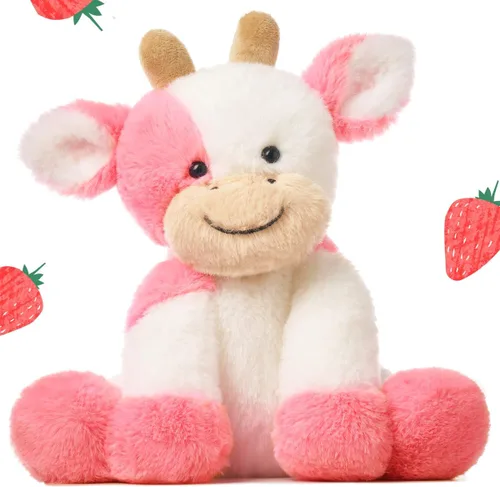 Vista 19 de Hopearl Adorable Vaca de Peluche, Juguetes de Vaca Flexible Suave, Animales de Peluche, Regalos de Cumpleaños Lindos para Niños, Niñas, Niños