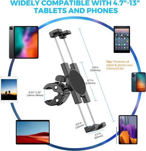 Vista 5 de KDD Soporte de Montaje para Tableta de Bicicleta de Spinning, Soporte para Teléfono iPad, Montaje de Manillar de Bicicleta de Ejercicio