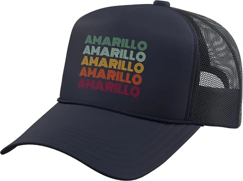 Vista 7 de Amarillo City Texas Retro Repeating Text Trucker Hat with Adjustable Mesh Back