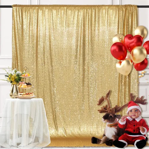 Vista 60 de PartyDelight Cortinas de Fondo de Lentejuelas 2 Paneles Negro 5 Pies x 10 Pies Telón de Fondo para Fotografía Cortina de Boda Eventos Especiales
