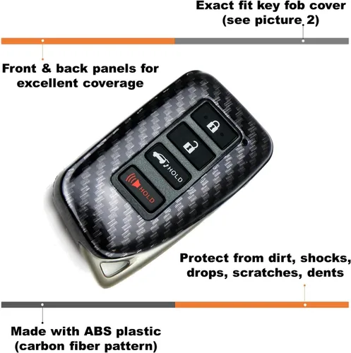 Vista 3 de iJDMTOY - Funda de plástico duro para llavero Lexus ES/is/GS/RC/NX/RX/LX Negro