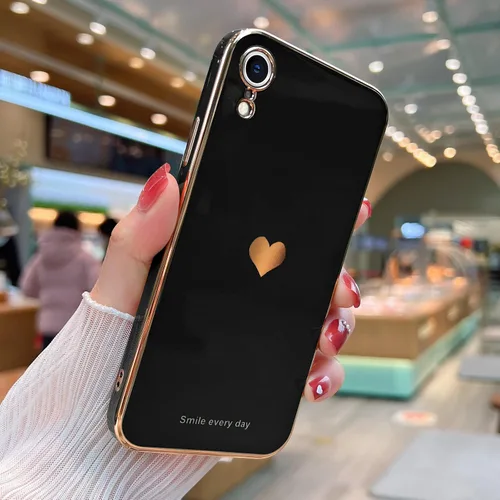 Vista 2 de Teageo Funda compatible con iPhone Xr para mujeres niñas lindo corazón de amor lujoso brillante chapado cubierta trasera suave protección completa