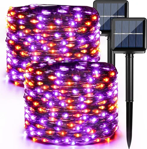 Vista 9 de Brizled Guirnalda de luces solares de vid de 33 pies, 100 luces LED solares, 8 modos, hojas de hiedra artificial, luces solares de vid, luces