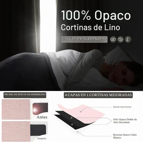 Vista 2 de Cortinas y Drapeados Modernos con Pliegues Pellizco Rosa Bebé de 84 Pulgadas de Largo, Juego de 2 Paneles para Sala de Estar, Cortina de Ventana