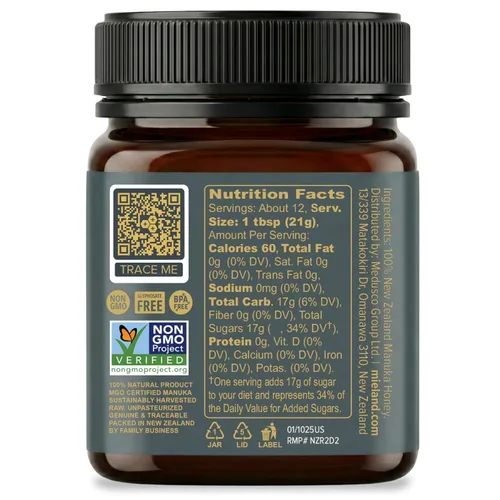 Vista 2 de Miel de Manuka de Nueva Zelanda 100% certificada pura MGO 1000+ Miel natural cruda sin pasteurizar Totalmente rastreable, sin OMG, libre