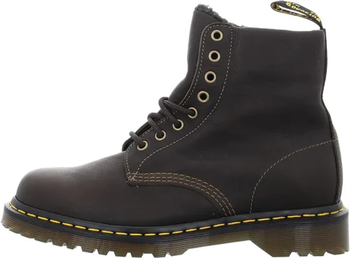 Vista 2 de Dr. Martens Botas de cuero Grizzly con forro de piel sintética unisex para adultos