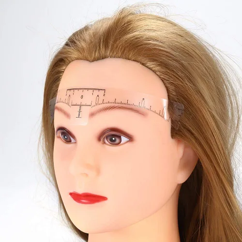 Vista 6 de Regla de cejas, 50 unidades adhesivo desechable para cejas, regla de cejas herramienta de maquillaje para medición de maquillaje