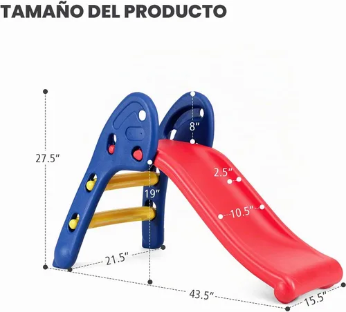 Vista 7 de BABY JOY Tobogán plegable, primer tobogán interior de plástico para escalar, juguete para niños (riel elíptico)
