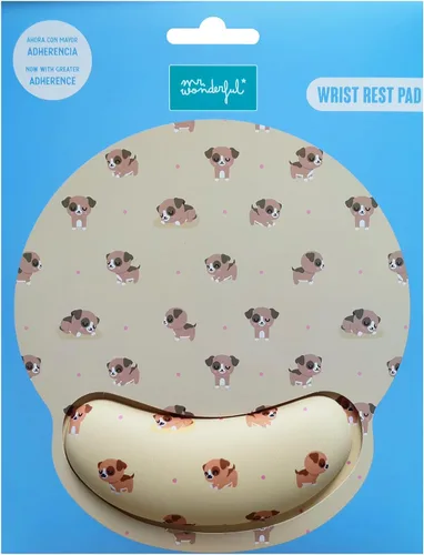 Vista 2 de WONDEE Mr Wonderful Gel Mouse Mat with Wrist Rest Dog Design - Ergonomic Mouse Mat with Hand Rest The Power of Joy - Gifts for Girls and Women