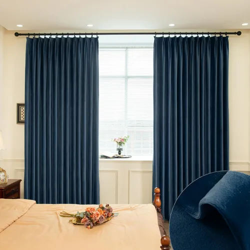 Vista 12 de MUMFAS Panel de Cortina con Pliegues Pellizcos de Terciopelo Sólido con Aislamiento Térmico 95% Opaca para Puerta de Patio para Barra Transversal