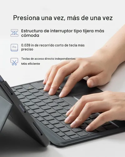 Vista 5 de Inateck Funda para iPad de 11ª/10ª generación con teclado, funda de teclado desmontable con retroiluminación de 7 colores y panel táctil para iPad