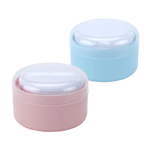 Vista 9 de 2 unidades de soplo de polvo de cuerpo grande y recipiente con tamiz para bebé después del baño, estuche de polvo vacío de talco para mujeres, Azul