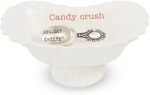 Vista 10 de Mud Pie 4881012S Plato para dulces "Sweet Stuff" con cuchara, blanco