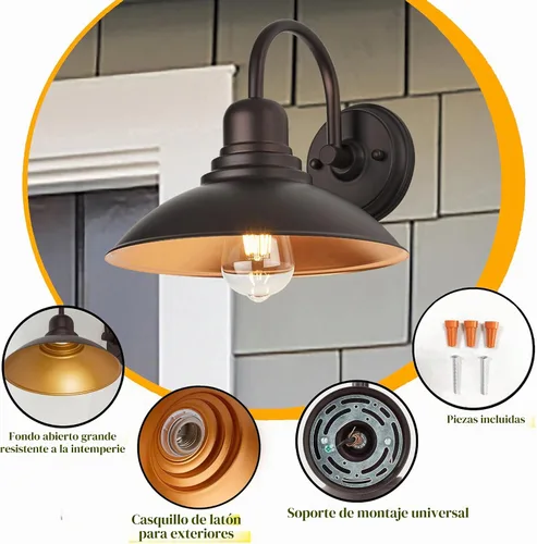 Vista 4 de Luz de Granero de Cuello de Ganso de Bronce Rústica Estilo Granja, Iluminación de Tocador de Cabaña Interior con Casquillo Base E26, Aplique