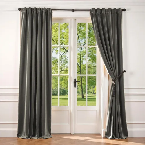 Vista 28 de Lazzzy Cortinas opacas de terciopelo beige de 84 pulgadas de largo con aislamiento térmico para oscurecer la habitación, cortinas forradas de lujo