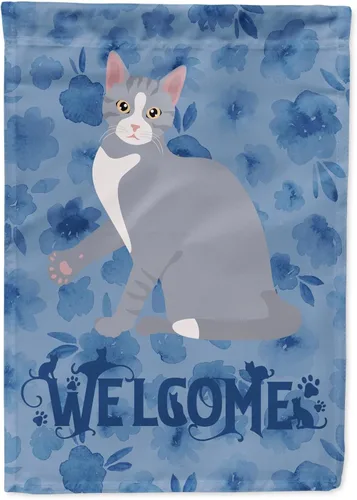 Vista 104 de Caroline's Treasures CK5005GF Bandera de bienvenida de gato abisinio para buzón, bandera decorativa para patio exterior, obras de arte de patio