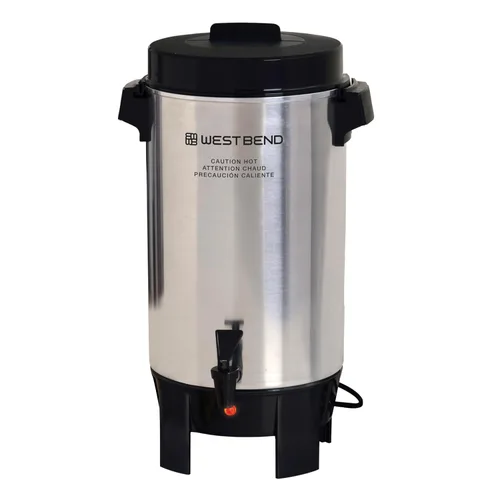 Vista 6 de Cafetera West Bend de aluminio altamente pulido con control automático de temperatura, preparación de una taza por minuto y fácil limpieza. Incluye
