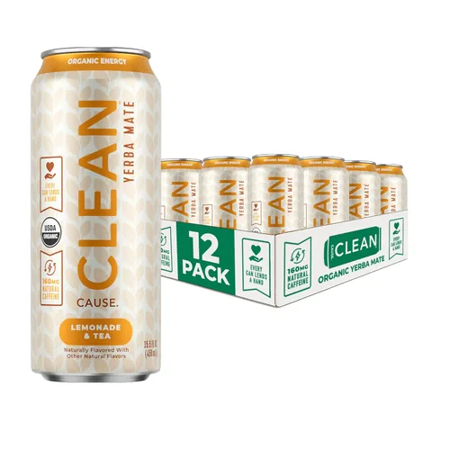 Vista 8 de CLEAN Cause - Té de yerba mate de arándanos no carbonatado, alternativa a bebida energética orgánica del USDA, baja en azúcar, 160 mg de cafeína