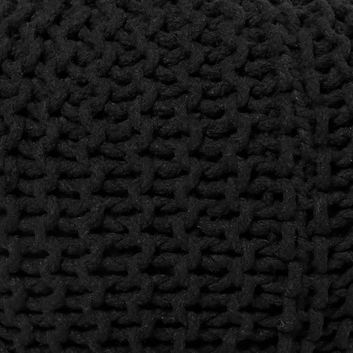 Vista 6 de REDEARTH Puf Redondo Reposapiés Otomán - Puf de Frijoles Tejido a Mano - Puf Bohemio de Cordón - Puf Reposapiés de Cable para Sala de Estar - Negro