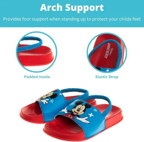 Vista 3 de Disney Minnie Mouse, Encanto, Mickey, Lightning McQueen, Frozen Elsa Anna Girl - Sandalias de verano para niños con correa trasera para la playa