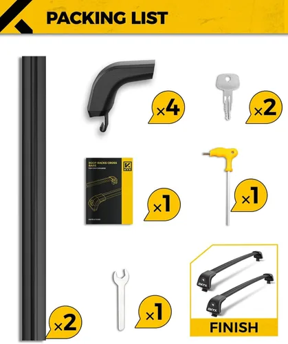 Vista 8 de KYX DMS T-Track - Barras transversales de techo para Explorer 2020-2022, barras transversales de aluminio de aviación negro mate para bicicleta