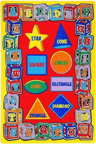 Vista 2 de champion rugs Alfombra de área para niños/habitación de bebé/guardería/aula/sala de juegos. Bloques ABC forma triángulo cuadrado rectangular