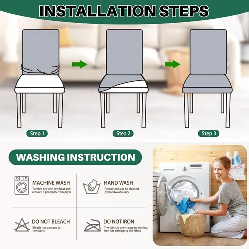 Vista 9 de Dioxide Juego de 4 fundas impermeables para sillas de comedor, fundas elásticas para sillas de comedor, fundas para sillas Parson, extraíbles