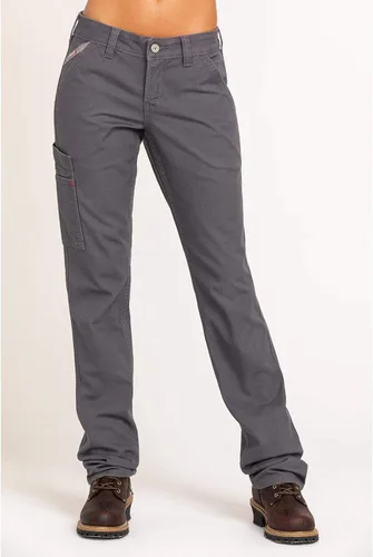 Vista 2 de ARIAT FR - Pantalón elástico DuraLight de lona apilable de pierna recta para mujer color gris hierro 27 Gris hierro