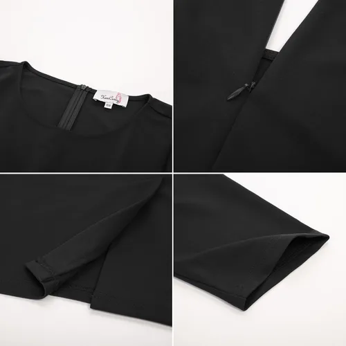 Vista 6 de KIMCURVY Vestido de manga 34 para mujer, talla grande, vestido de noche para negocios, cóctel, fiesta, con diamantes de imitación Revomables