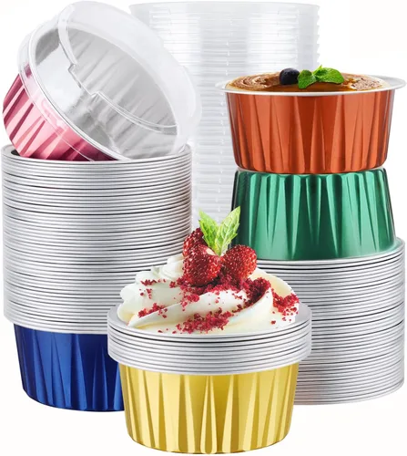 Vista 28 de EUSOAR Forros para cupcakes para hornear, 50 forros para magdalenas de 5 onzas, moldes de papel de aluminio desechables, recipientes de postre