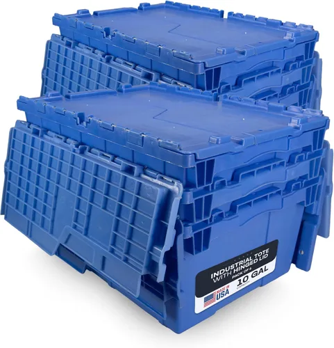 Vista 14 de IDL Packaging Bolsa de plástico industrial de 10 galones con tapas con bisagras, color azul, paquete de 1 – Contenedor grande resistente de 22