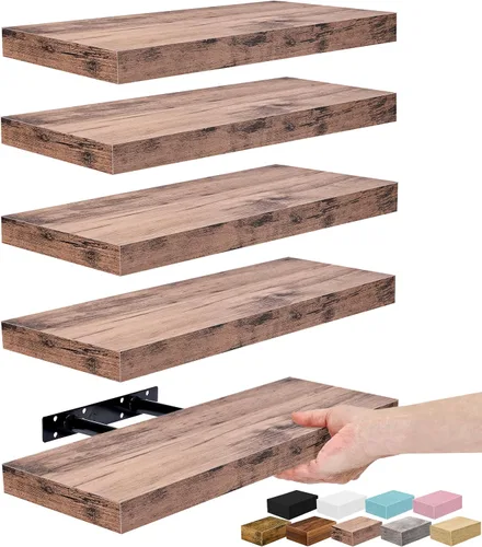 Vista 23 de Sorbus Estantes flotantes para pared, estante flotante de 16 pulgadas para cocina, dormitorio, sala de estar, baño, hogar y decoración de pared