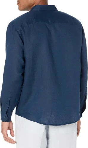 Vista 2 de Cubavera Men's Long Sleeve 100% Linen Essential Shirt with Pintuck Detail