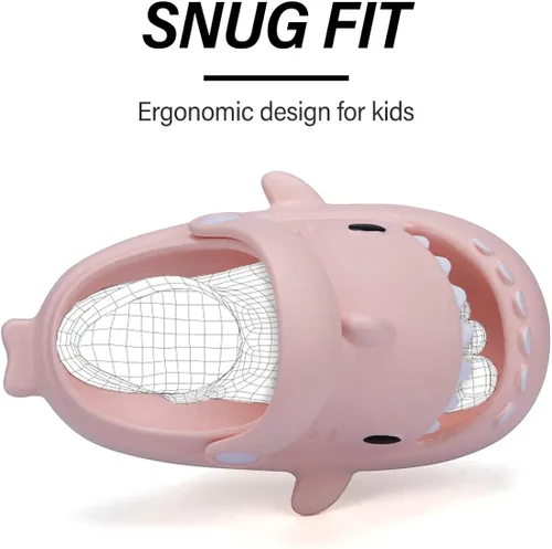Vista 5 de GUUMOR Sandalias de tiburón para niños, pantuflas de tiburón para niños y niñas, sandalias de almohada con suela gruesa, suaves, antideslizantes