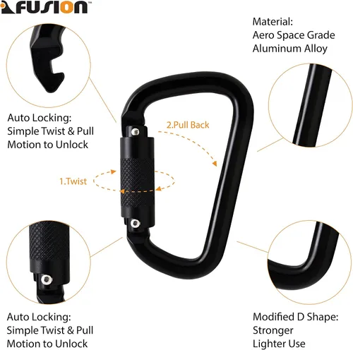 Vista 9 de Fusion Climb Swift Lock - Mosquetón de aluminio con bloqueo automático, ligero y fuerte para trabajadores de gran altitud, hamacas, accesorios