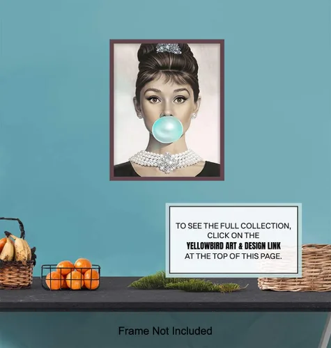 Vista 7 de Audrey Hepburn - Arte de pared de Audrey Hepburn azul, Holly Golightly, arte de pared glamoroso, póster de película vintage, regalo para mujeres