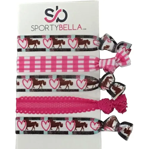 Vista 9 de Infinity Collection Lazos para el pelo de caballo, 8 piezas, accesorios para el cabello rosa/morado para niñas. Juego de elásticos para el cabello