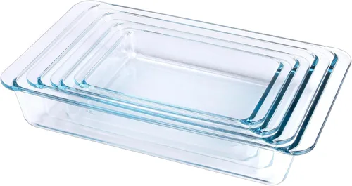 Vista 9 de Juego de 8 bandejas de vidrio templado para hornear con tapas sin bisfenol A. Apto para horno, microondas, refrigerador y lavavajillas, 0.8L, 1.5L