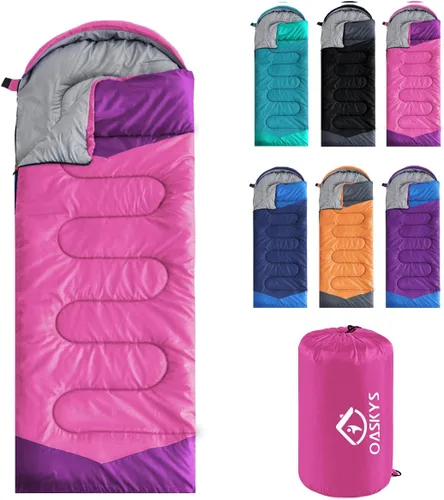 Vista 15 de oaskys Camping Sleeping Bag - 3 Season Warm & Cool Weather - Summer Spring Fall Lightweight Waterproof for Adults Kids - Camping Essentials Gear