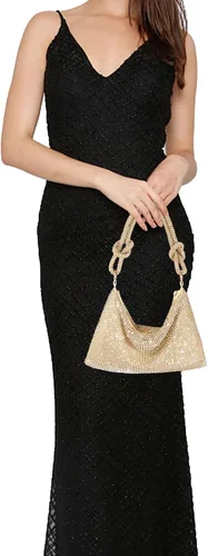 Vista 5 de Bolso de noche brillante con diamantes de imitación, monederos plateados para mujer, bolsos cruzados para fiesta, graduación, club, boda
