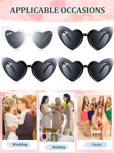 Vista 5 de Flutesan 12 pares de lentes de sol para despedida de soltera para dama de honor, lentes de sol de corazón para boda y despedida de soltera