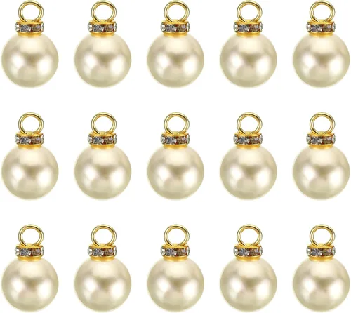Vista 7 de PATIKIL 100 cuentas de perlas de perlas de imitación con diamantes de imitación DIY para hacer joyas, pulseras y aretes Plateado blanco